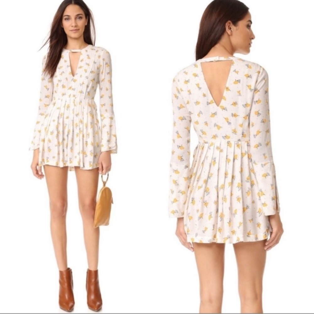 Free People Long Sleeve Floral Tegan Mini Dress Size 2